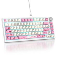 Load image into Gallery viewer, Mosptnspg 75% TKL Wired Mechanical Keyboard,RGB Backlit Gasket Mount 82 Key Hot Swappable Custom Linear Red Switch Gaming Keyboard with Volume Knob & PBT Keycaps (Pink)_1