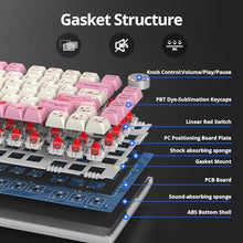 Load image into Gallery viewer, Mosptnspg 75% TKL Wired Mechanical Keyboard,RGB Backlit Gasket Mount 82 Key Hot Swappable Custom Linear Red Switch Gaming Keyboard with Volume Knob & PBT Keycaps (Pink)_6243