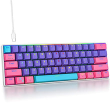 Load image into Gallery viewer, Mosptnspg Protable 60% Percent Gaming Keyboard Mechanical, Mini Compact RGB Backlit 61 Keys Wired Office Keyboard with red Switch for Mac/Win (Purple/red Switch), purpleredSwitch_1