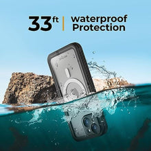 Load image into Gallery viewer, MOTIVE Waterproof Case for iPhone 15, Built-in Screen Protector, Seamless MagSafe Compatibility, Dustproof Shield, Shockproof, Complete 360 Water Resistance Phone case for iPhone 15 6.1" | Black_2445
