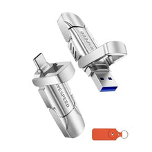 Load image into Gallery viewer, MOVE SPEED 1TB Solid State Flash Drive 570MB/s High Speed USB Drive with Type C + USB 3.2 Drive Dual Port, Thumb Drive Compatible with iPhone 15, 16,17 Series/Android/Phone/MacBook/Audio/Smart TV, Silver_1
