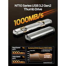 Load image into Gallery viewer, MOVE SPEED 256GB External SSD 1000MB/s Read Speed, USB 3.2 Gen2+USB C Dual Ports Portable SSD, External Drive with Metal Casing for iPhone 15/16 Series/Mac/Android Phone etc, Silver_475