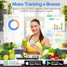 Load image into Gallery viewer, MrOwner Smart Food Kitchen Scale with Nutritional Calculator, Free App with 19 Nutrients Tracking, Calorie, Marco, Digital Weight Grams and Ounces for Weight Loss, Premium Stainless Steel, 22lb_3372