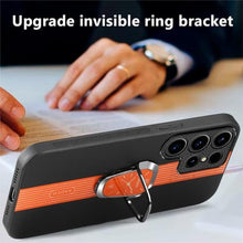 Load image into Gallery viewer, MRRSIWEI for Samsung Galaxy S24 Ultra Case with Magnet Stand, Stylish PU Leather Slim Shockproof Protective Phone Cover for Samsung Galaxy S24 Ultra.Bell Orange_976