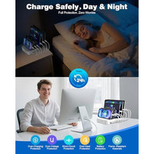 Load image into Gallery viewer, MSTJRY Charging Station for Multiple Devices : 6 Port USB Charger Stations - Family Multi-Device Organizer Charging Dock - Designed for iPhone iPad Android Cell Phone Tablet and Electronic, White_408