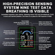 Load image into Gallery viewer, MT13 10-in-1 Indoor Air Quality Monitor, Real-time AQI Tester for PM2.5 PM1.0 PM10 CO2 HCHO TVOC CO, Humidity & Temperature Sensor, Portable Air Pollution Detector with Calibration (Black)_2192