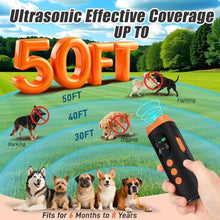 Load image into Gallery viewer, MUIMUICHU Dog Bark Deterrent Device - 3X Ultrasonic Anti Barking Device Stop Barking Control for Small Medium Large Dog Outdoor Indoor Behavior Correct 4 Training Modes Up to 50Ft Long Range, Black_1859
