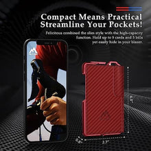 Load image into Gallery viewer, MURADIN Tactical Minimalist Wallet for Men, Slim RFID-Blocking Metal Card Holder, Front Pocket Mens Leather Dapper Bifold Wallet with Money Clip (Carbon Fiber Red), CarbonFiberRed_1527