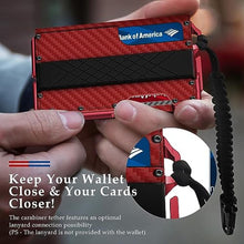 Load image into Gallery viewer, MURADIN Tactical Minimalist Wallet for Men, Slim RFID-Blocking Metal Card Holder, Front Pocket Mens Leather Dapper Bifold Wallet with Money Clip (Carbon Fiber Red), CarbonFiberRed_1529