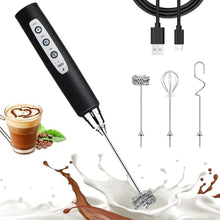 Load image into Gallery viewer, Nahida Black Milk Frother Wand for Coffee, Frother Handheld Rechargeable Electric Whisk Drink Mixer with 3 Heads 3 Speeds Coffee Frother Electric Stirrer For Latte, Cappuccino, Hot Chocolate_1