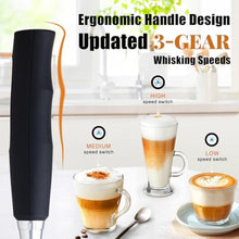 Load image into Gallery viewer, Nahida Black Milk Frother Wand for Coffee, Frother Handheld Rechargeable Electric Whisk Drink Mixer with 3 Heads 3 Speeds Coffee Frother Electric Stirrer For Latte, Cappuccino, Hot Chocolate_5035