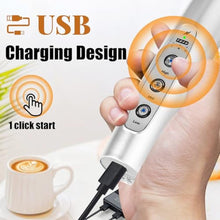 Load image into Gallery viewer, Nahida Silver Milk Frother Wand for Coffee, Frother Handheld Rechargeable Electric Whisk with 3 Heads 3 Speeds Drink Mixer Coffee Frother Foam Maker For Latte, Cappuccino, Hot Chocolate, Egg_4669