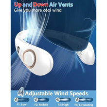 Load image into Gallery viewer, Neck Fan Rechargeable-Neck Fans that Blow Cold Air,Folding 4000mAh Portable Personal Usb Rechargeable Battery Operated Fan,Cooling Bladeless Travel Portable Neck Fan,Neck Cooler Women Men Kids White, GlazedBlue_5788