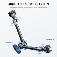 Load image into Gallery viewer, NEEWER 11" Articulating Magic Arm with 360 Ball Heads & Locating Pins for ARRI, Camera Monitor Mount with 1/4" Screws for DSLR Action Camera Monitor Video Light Compatible with SmallRig Cage Rig,ST16, Black_5267