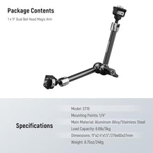Load image into Gallery viewer, NEEWER 11" Articulating Magic Arm with 360 Ball Heads & Locating Pins for ARRI, Camera Monitor Mount with 1/4" Screws for DSLR Action Camera Monitor Video Light Compatible with SmallRig Cage Rig,ST16, Black_5270
