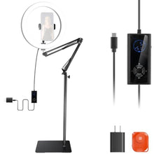 Load image into Gallery viewer, NEEWER 12" 24W High Power LED Ring Light Compatible with iPhone, 60" Overhead Folding Light Stand/Phone Holder Mount for Video Recording Selfie Makeup Streaming,2900-7000K USB C PD Input CRI97+,RH12B_1