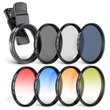 Load image into Gallery viewer, NEEWER 55mm ND + CPL + Star + 4 Graduated Color Filter Set with Phone Lens Clamp Compatible with iPhone 17 16 16e 15 14 Pro Max Plus Samsung Galaxy S25 Ultra_1
