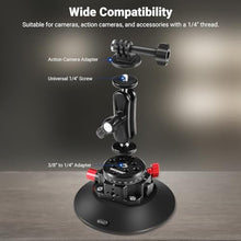 Load image into Gallery viewer, NEEWER 6" Suction Cup Camera Mount with Ball Head Magic Arm, 2 Pack Metal Car Mount for Camera/Action Camera/Phone, Air Pump Vacuum on Car or Window Glass with 1/4" 3/8" ARRI Mounting Holes, CA013, Black_5315