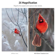 Load image into Gallery viewer, NEEWER 60mm Telephoto Lens with 17mm Thread Phone Lens Clip & 67mm Filter Adapter Ring, 2X Magnification Compatible with iPhone Samsung, LS-41 PRO, black_5283