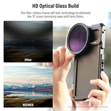 Load image into Gallery viewer, NEEWER 67mm Magnetic Variable ND2-32 Filter (1-5 Stop) Set for Phone Lens, with M Mount Adapter Ring for NEEWER Phone Cage with M Lens Mount Backplane Compatible with Samsung Galaxy S23 S22 Ultra_1291