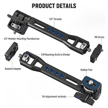 Load image into Gallery viewer, NEEWER Adjustable Field Monitor Mount, 360 Rotating Camera Monitor Holder with 1/4 Inch Thread, Compatible with DJI RS4 Pro RS3 RS2 RSC2 ZHIYUN Crane 2S Crane 3 3S WEEBILL-S MOZA Gimbals, GA005, black_3093