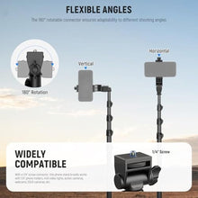 Load image into Gallery viewer, NEEWER Basic Phone Tripod for iPhone & Camera w/Remote & Phone Holder, 66" Metal Selfie Stick Travel Vlog Cell Phone Stand, Portable Camera Cellphone Holder Mount for Video Recording Filming, TS03, Black_241