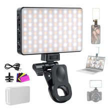 Load image into Gallery viewer, NEEWER Basics LED Selfie Phone Light, Rechargeable 2500-9000K Clip On Fill Light, Color Films/Diffuser/3000mAh, CRI95+ Dimmable Video Conference Lighting for iPhone Camera Laptop Zoom Call, BL120B_1