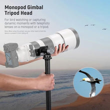 Load image into Gallery viewer, NEEWER Camera Gimbal Tripod Head, 360 Pan 90 Tilt Metal Low Profile Monopod Tripod Stand Ball Head Mount Adapter, Quick Release/Lock Arca Type QR Clamp & Base, 3/8" Thread, Max Load 8.8lb/4kg, GM39_37