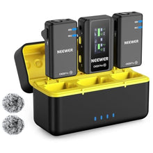 Load image into Gallery viewer, NEEWER CM28 PRO Wireless Lavalier Lapel Microphone System with Charging Case 48KHz 16 Bit Uncompressed Audio Noise Canceling 4GB Storage 9Hrs Recording Compatible with iPhone iPad Android Camera PC, Black_1