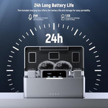Load image into Gallery viewer, Neewer CM31 Wireless Lavalier Microphone with 8GB Storage 820ft Range 48KHz 24Bit Noise Cancelling Compatible with iPhone iPad Android PC Camera YouTube/TikTok Stream Podcast Interview, Silver_5288
