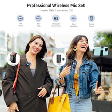 Load image into Gallery viewer, NEEWER KM15 Wireless Lavalier Microphone System Compatible with iPhone Android Phone PC Computer, Mini USB C Noise Cancelling Lapel Mic, 300m Range 48KHz/24Bit 9H Battery for Video Recording Streaming_5329