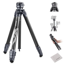 Load image into Gallery viewer, NEEWER LITETRIP LT32 Camera Travel Tripod, Carbon Fiber Portable Stand, Ball Head Detachable Center Axis Flip Buckle Cleaning Cloth Arca QR Plate Compatible with PD (Former TP62), black_1