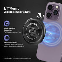 Load image into Gallery viewer, NEEWER Magnetic Phone Tripod Mount Adapter with 1/4" Holes Compatible with iPhone MagSafe Selfie Stick for 15 Pro Max 15 Plus 14 13 12 Pro Max Mini, Phone Holder for Ring Light Video Recording, PA010, Black_7785