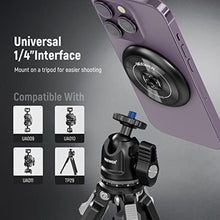 Load image into Gallery viewer, NEEWER Magnetic Phone Tripod Mount Adapter with 1/4" Holes Compatible with iPhone MagSafe Selfie Stick for 15 Pro Max 15 Plus 14 13 12 Pro Max Mini, Phone Holder for Ring Light Video Recording, PA010, Black_7786