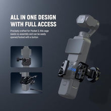 Load image into Gallery viewer, NEEWER Pocket 3 Cage, Aluminum Alloy Gimbal Video Recording Rig with Action Camera Extension Adapter 1/4" Threads Cold Shoe Compatible with DJI Osmo Pocket 3 Creator Combo, No Assembly Needed, AC009, Black_4271