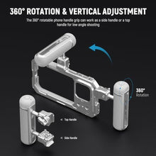 Load image into Gallery viewer, NEEWER Quick Release Side Handle with Detachable Bluetooth Shutter, Anti Off Cold Shoe, 360 Rotation, Compatible with iPhone 16 Pro 16 Pro Max S25 Ultra Phone Cage Accessories, Silver + Gray, PA045E, SilverGray_583