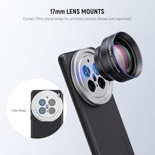 Load image into Gallery viewer, NEEWER X200 Pro Case, Protective Phone Case Compatible with VIVO X200 Pro, Heavy Duty TPU + PC Faux Leather with 17mm Lens Mounts & 67mm Filter Adapter for Wireless Charging, PA114 Black + Silver, BlackSilver_1497
