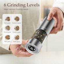 Load image into Gallery viewer, Newise Electric Salt and Pepper Grinder Set - Rechargeable Stainless Steel Salt and Pepper Shakers with LED Lights, Adjustable Coarseness, Large Capacity, Kitchen Appliances Gifts for Women, ClearAcrylicBase_6098