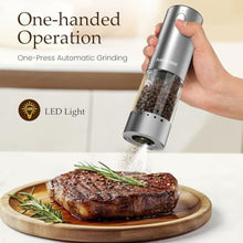 Load image into Gallery viewer, Newise Electric Salt and Pepper Grinder Set - Rechargeable Stainless Steel Salt and Pepper Shakers with LED Lights, Adjustable Coarseness, Large Capacity, Kitchen Appliances Gifts for Women, ClearAcrylicBase_6099