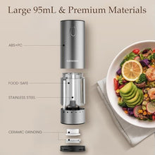 Load image into Gallery viewer, Newise Electric Salt and Pepper Grinder Set - Rechargeable Stainless Steel Salt and Pepper Shakers with LED Lights, Adjustable Coarseness, Large Capacity, Kitchen Appliances Gifts for Women, ClearAcrylicBase_6101