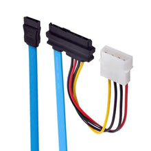 Load image into Gallery viewer, NGFF SAS Cable SFF-8482 SAS 29 Pin to SATA 22Pin Hard Disk Drive Raid Extension Cable Unidirectional (No Integrated Chips) with IDE 4Pin Power Port (70cm), Blue_1