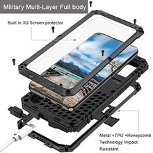 Load image into Gallery viewer, NINKI Compatible for Galaxy S23 Plus Metal Silicone Case with Camera Cover and Screen Protector,Shockproof Aluminium Metal Case for S23 Plus Phone with Kickstand Black, BlackCameraCover_1279