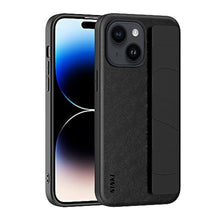 Load image into Gallery viewer, NINKI Compatible with iPhone 15 Case with Strap,Shockproof Leather PC Cover Camera Protective Slim Thin Wristband Case for iPhone 15 Case Men,Cover for Apple iPhone 15 Case Finger Grip Loop Black_1