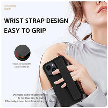 Load image into Gallery viewer, NINKI Compatible with iPhone 15 Case with Strap,Shockproof Leather PC Cover Camera Protective Slim Thin Wristband Case for iPhone 15 Case Men,Cover for Apple iPhone 15 Case Finger Grip Loop Black_2433