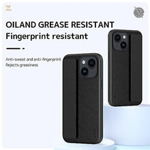 Load image into Gallery viewer, NINKI Compatible with iPhone 15 Case with Strap,Shockproof Leather PC Cover Camera Protective Slim Thin Wristband Case for iPhone 15 Case Men,Cover for Apple iPhone 15 Case Finger Grip Loop Black_2435