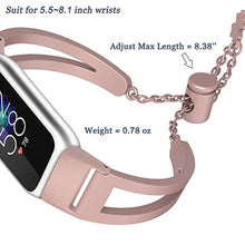 Load image into Gallery viewer, NINKI Rose Pink Chain Band Compatible Fitbit Luxe Bracelet Bands for Women,Metal Dressy Bangle Adjustable Strap Jewelry Link Feminine Large Luxe Fitbit Bands for Fitbit Luxe Watch Band Small Pink, RosePink_8262