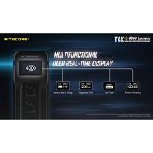 Load image into Gallery viewer, Nitecore T4K Keychain EDC Flashlight, 4000 Lumen LED Super Bright and USB-C Rechargeable with Organizer, White_7973