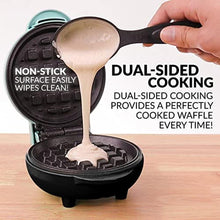 Load image into Gallery viewer, Nostalgia MyMini Personal Electric Waffle Maker, 5-Inch Cooking Surface, Hash browns, French Toast, Grilled Cheese, Quesadilla, Brownies, Cookies, Aqua_373