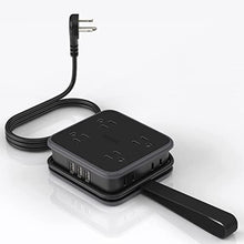 Load image into Gallery viewer, NTONPOWER Flat Plug Power Strip, 5 ft Extension Cord with 8 Widely Outlets and 3 USB Ports, 3 Side Outlet Extender, Wall Mount, Overload Potection, Compact Power Strip for Home, Dorm Room Essentials, Black_1