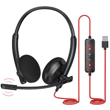 Load image into Gallery viewer, NUBWO HW03 USB Headset with Microphone for PC - Headphones with Microphone for Laptop, Mac, Computer, in-Line Control, Ideal Headset for Work, Office, Classroom, Call Center, Zoom, Skype, USBA_1